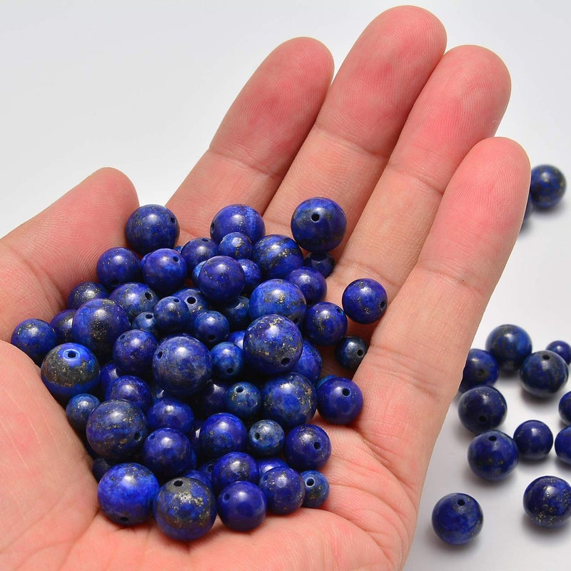 NCB 200PCS 8mm Natural Lapis Lazuli Gemstone Round Spacer Loose Beads for Jewelry Making with Crystal Stretch Cord (Lapis Lazuli, 8mm 200Beads) - Image 4